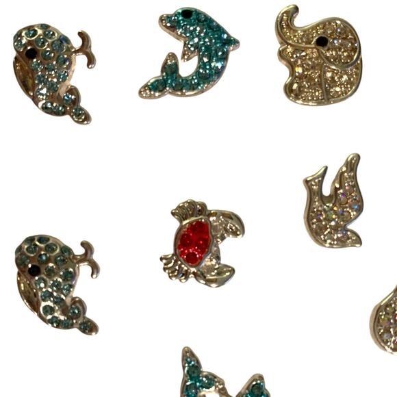 Lot 36+ Pcs Locket Jewelry Pave Bling Charms Animals Whale Dolphin Elephant Dove - Picture 6 of 9